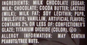 Notice the warning that it may contain peanuts/tree nuts.